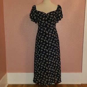 LUMIERE Floral Midi Maxi Romantic Chiffon Dress S